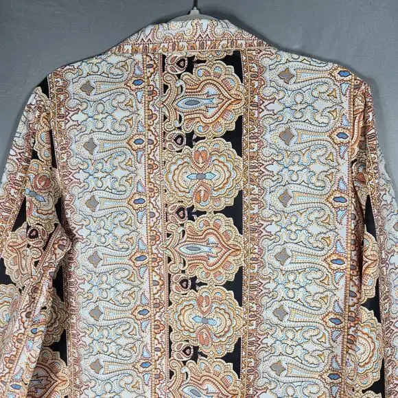 VTG Carole Sue Paisley Tunic Blouse L Multicolor Boho Festival Long Shirt Top - Picture 7 of 10